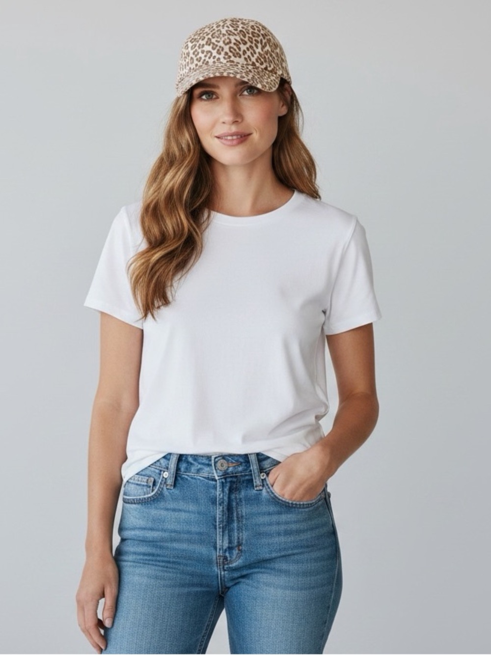 Varley Cream Animal Print Hat